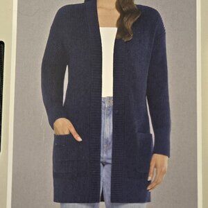 MAX & MIA 100% Cotton Cardigan Sweater Navy Blue XL